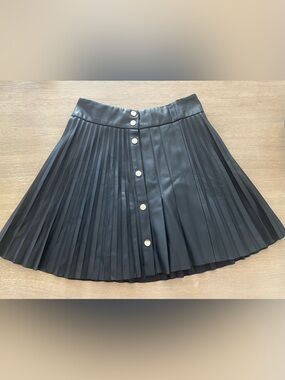 Pleated Faux Leather Mini Skirt
